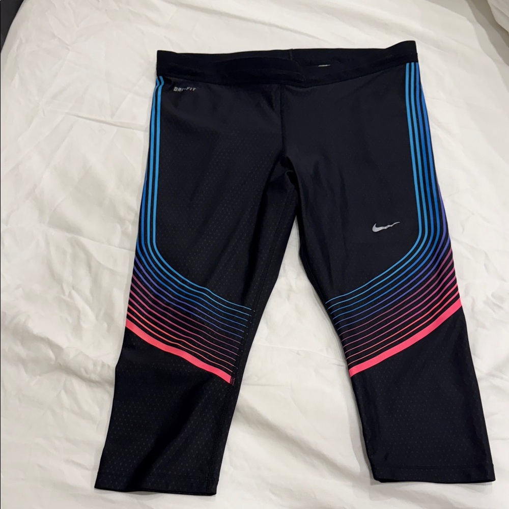 Brand Nee Nike Black Leggings with Pink, Pink and Blue Stripes